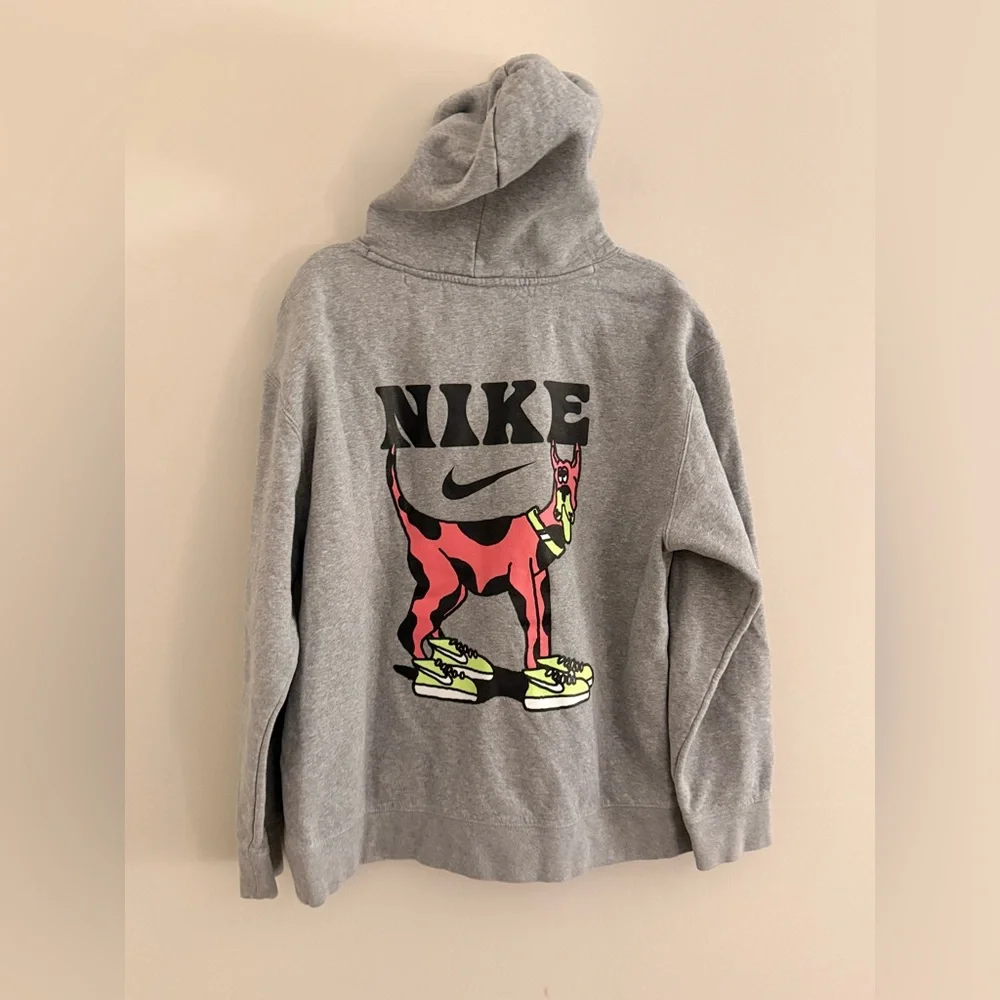 Nike SB Graphic Hoodie XL Gray Cartoon Dog Streetwear Y2K Skate - Picture 6 of 9